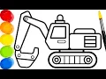 How-to-draw and color Excavator Coloring pages