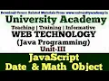 WT42 JavaScript JavaScript Object Date Object Math Object in JavaScript Example HIndi