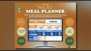 Macro Meal Planner Tracker with Calorie Calculator for Google Sheets