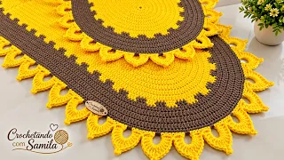 🌻😍 TAPETE GIRASSOL EM CROCHÊ | PASSO A PASSO COMPLETO! APRENDA ESSA Lindeza! 🧶✨