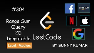 Range Sum Query 2D - Immutable Prefix Sum on Matrix Dp 304 LeetCode Day 12