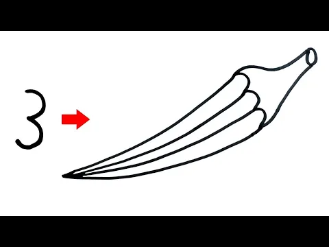 Download MP3 How to draw ladies finger from 3 | ladies finger drawing | Easy Drawing | drawing for kids