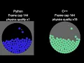 C vs Python simple physics engine