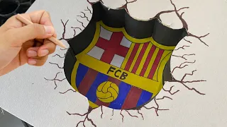Escudo FCBarcelona 3D efecto alucinante Manualidades arte