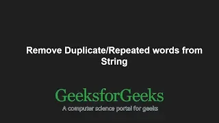 Remove words from String GeeksforGeeks
