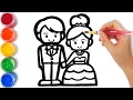 Let s learn to glitter Wedding drawing and coloring for kids GENiEART