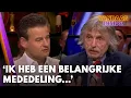 Johan Derksen onderbreekt uitzending Vandaag Inside: 'Wilfred, ik heb een belangrijke mededeling...'