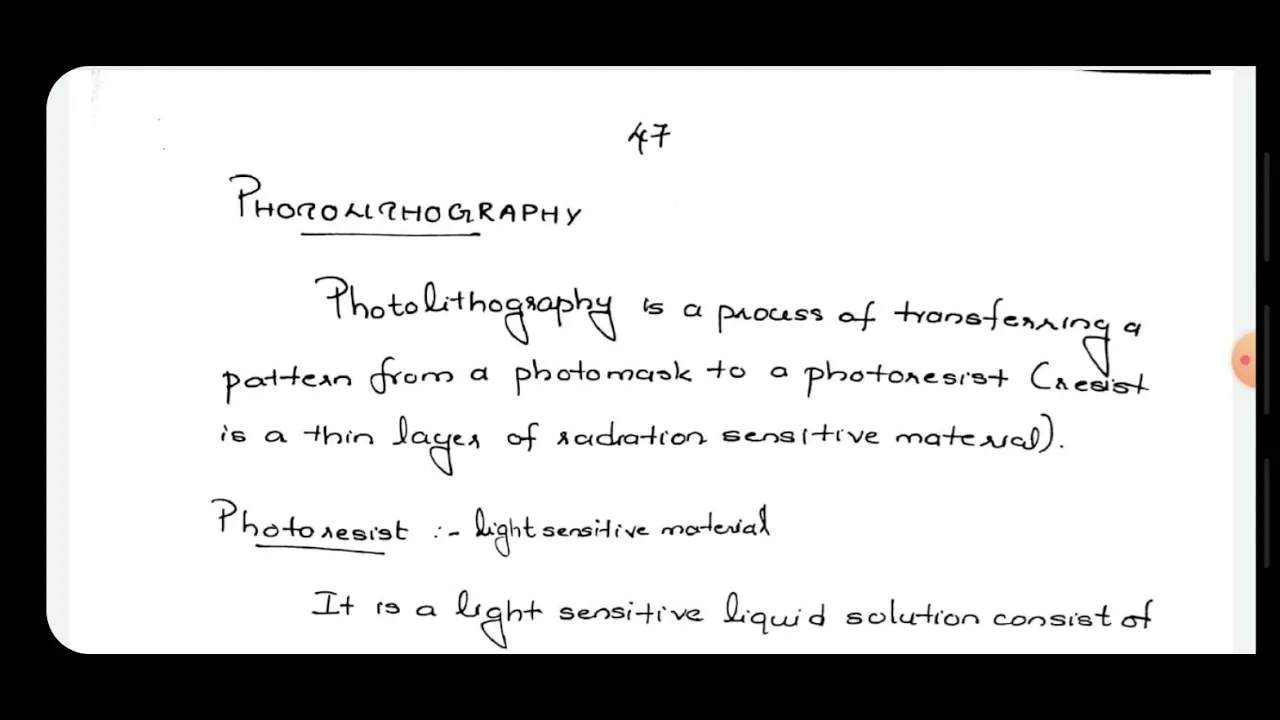 Photo lithography lithography