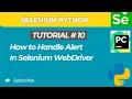 Selenium WebDriver with Python tutorial 10 How to Handle Alert pop up in Selenium WebDriver