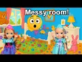 Messy room challenge ! Elsa \u0026 Anna toddlers - playroom - fun cleaning