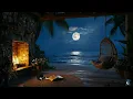 Deep Sleep Ocean Waves 🌊🔥 Cozy Porch, Soft Fire Sounds and Peaceful Night Sea Ambience