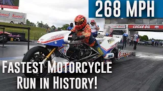 FASTEST motorcycle run in drag racing history made by Larry Spiderman McBride