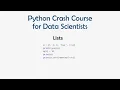8 Python Crash Course for ML - List in Python ML for Data Science