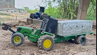 Remote control homemade tractor john deere very powerful with trolley new project @MrPendujatt22 
