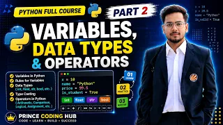 Python Full Course for Beginners Chapter 2 3 Variables Data Types Operators Hindi