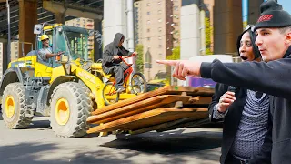 Riding BMX On a WORKING PAYLOADER in NYC!