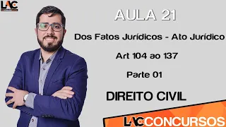 Aula 21 - Direito Civil - Dos Fatos Jurídicos - Ato Jurídico - Art 104 ao 137 -  Parte 01