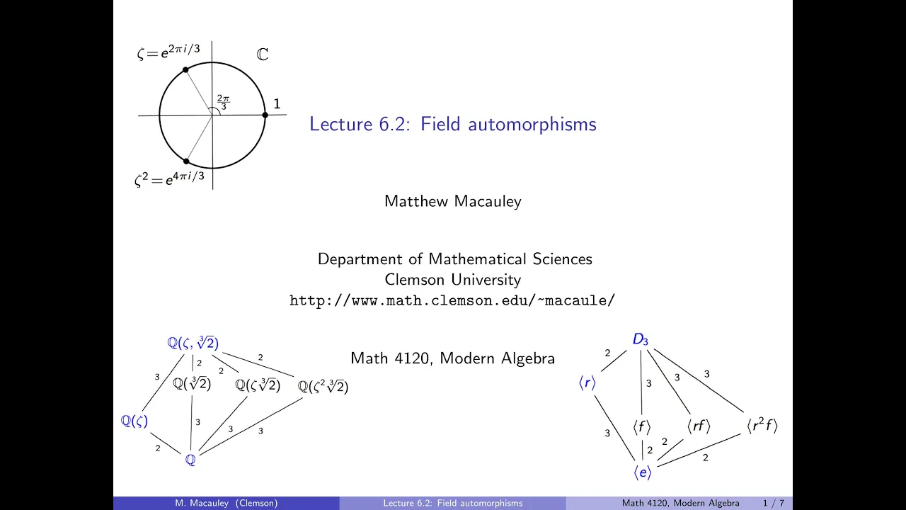 Visual Group Theory, Lecture 6.2: Field automorphisms