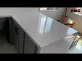 Silestone Ethereal Glow Kitchen Countertop with Full Height Backsplash and Waterfall