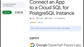 GSP919 - Connect an App to a Cloud SQL for PostgreSQL Instance Google Cloud Qwiklabs