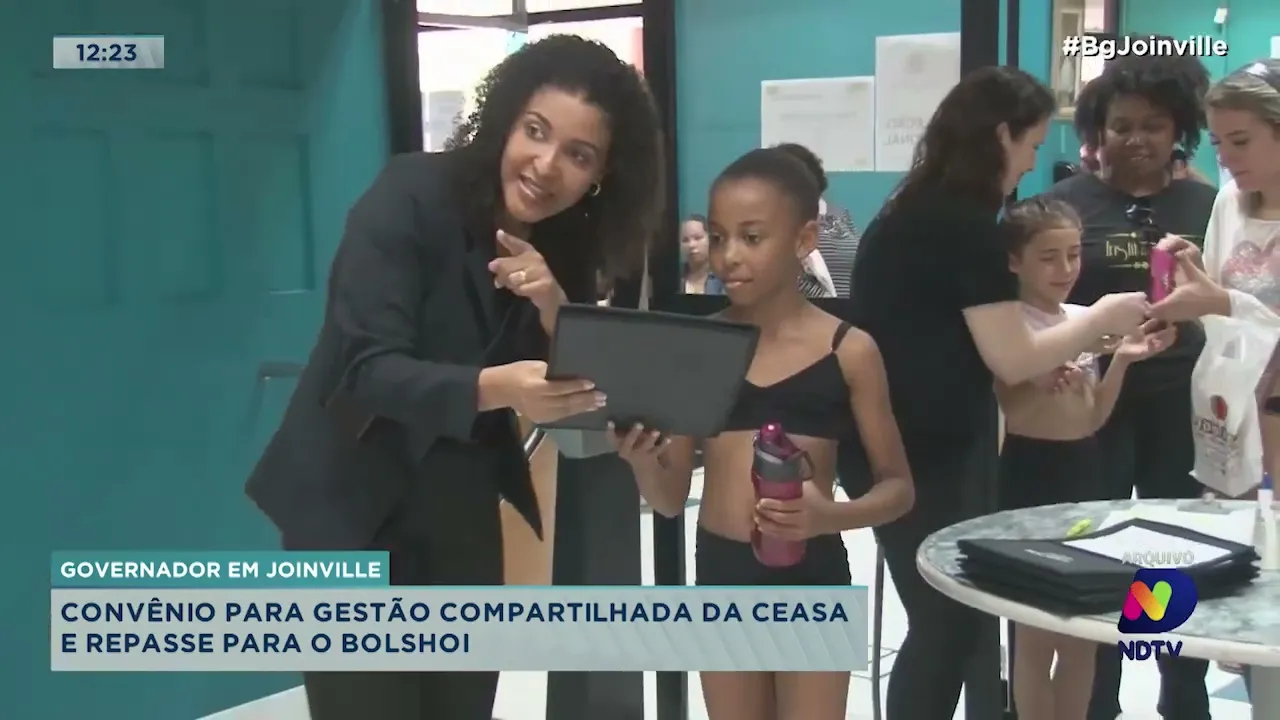 Governador em Joinville: convênio para gestão compartilhada da Ceasa e repasse para o Bolshoi