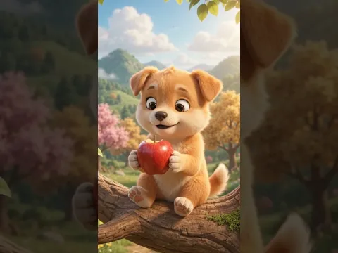 • The Cutest Puppy and His Giant Apple! 🍎🐶 #bedtimestory #childrenstory #kidscontent