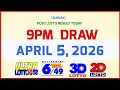 Lotto Results Today 9pm April 5 2026 PCSO