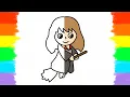 How to Draw and Color Hermione of the Harry Potter Coloring Page