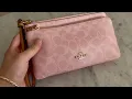 COACH OUTLET Powder Pink Double Zip Wristlet what fits and thoughts