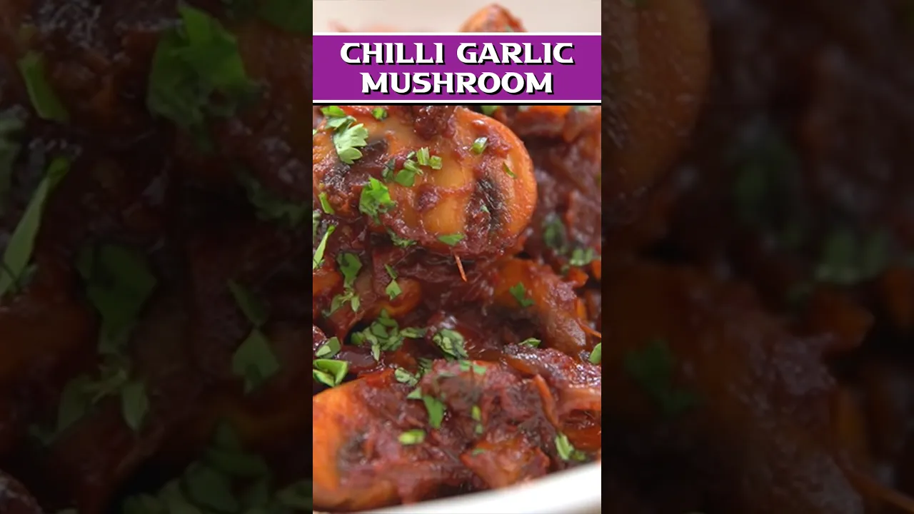 Chilli Garlic Mushroom Recipe  New Year Veg Party Starter #shorts #garlicmushroomrecipe #vegstarter