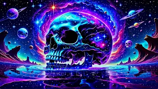 Liquid Abstract Skull Galaxy - Copyright Free Background 4K No Sound