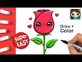 How to Draw and Color a Rose EASY Cute
