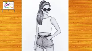 رسم سهل تعليم رسم بنت كيوت مع شعر طويل سهل بالرصاص خطوه بخطوه للمبتدئين بطريقة سهلة رسم بنات 