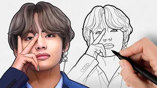 how to draw bts v step by step kim taehyung