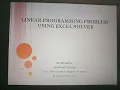Linear programming problem using excel solver