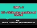 Dictionaries Operation And Methods In python Tamil UNIT-4 CSE P22 Quick Through