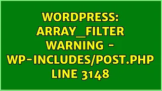 Wordpress array - filter warning