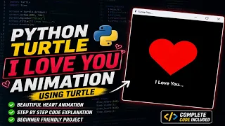 I Love You Heart Animation in Python Turtle Python Turtle Project Step-by-Step Tutorial
