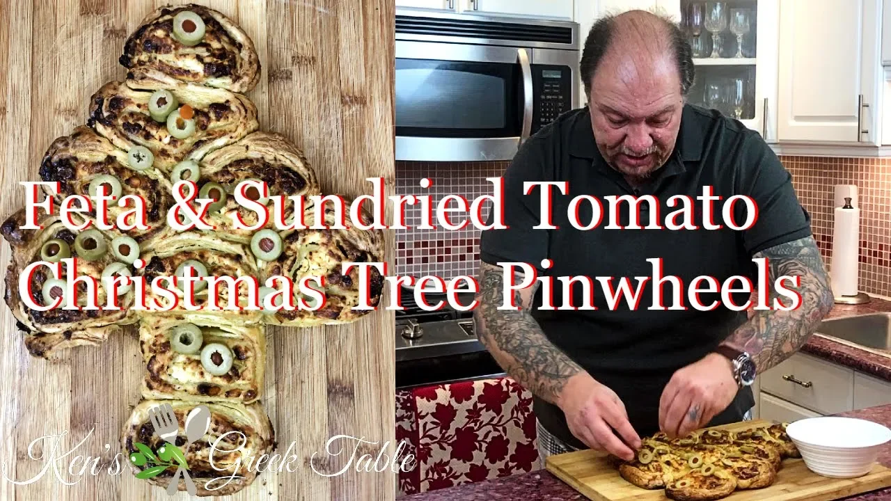 Feta and Sun Dried Tomato Pinwheels   Christmas Tree Shape   Year Round Delicious