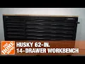 Husky 62 in 14-Drawer Mobile Workbench with Adjustable-Height Solid Wood Top The Home Depot