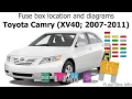Fuse box location and diagrams Toyota Camry XV40 2007-2011