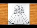 How to draw 3 Girls Best Friends - tutorial drawing pencil art for beginners Friendship day easy