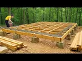 Download Lagu Woman Builds Handmade Wooden House in the Forest - The Whole Process From Start to Finish