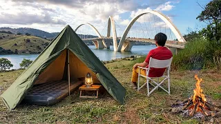 Acampamento de Bushcraft - Acampando com polish lavvu no lago Paranoá #asmr