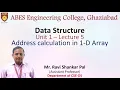 Lecture 5 Unit 1 Address Calculation Of 1D Array Data Structure