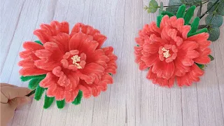 🌸 How to Make Peony Flowers with Chenille Wires | DIY Pipe Cleaner Peony 🌸