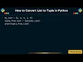 How to Convert List to Tuple in Python
