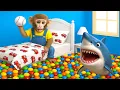 Download Lagu Monkey YOYO plays baby shark game and goes to the toilet with the duckling