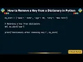 How to Remove a Key from a Dictionary in Python