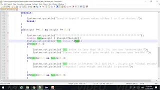 BMI CALCULATION USING JAVA